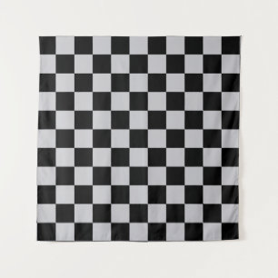 Grey Black Check Pattern Design Tapestry