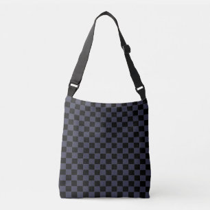 Grey & Black Chequered Crossbody Bag