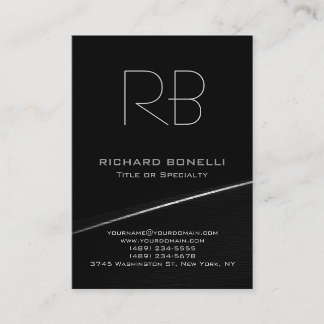 Grey black chubby modern background business card (Front)