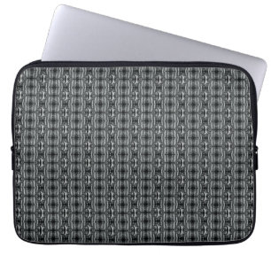 Grey Black Circle Pattern Silver Laptop Sleeve
