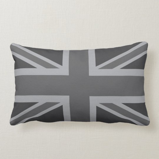 Grey Black Classic Union Jack British(UK) Flag Lumbar Cushion Zazzle.co.uk
