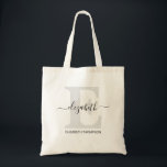 Grey Black Custom Bridal Party Bridesmaid Tote Bag<br><div class="desc">Are you looking for a unique and personalised bridal party gift? Look no further than our grey and black custom bridal party bridesmaid gift tote bags! These totes are perfect for carrying all of your belongings on your big day. Plus, they're personalised with an initial and name, making them extra...</div>