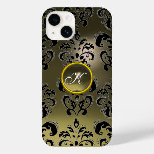 GREY BLACK DAMASK GEMSTONE MONOGRAM Floral Case-Mate iPhone 14 Case