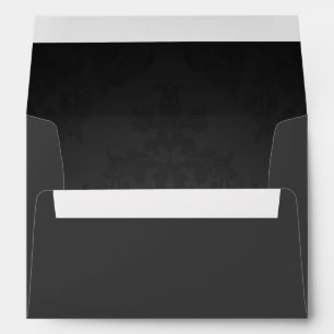 Grey Black Dark Damask Elegant Wedding Invitation Envelopes