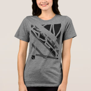 Grey Black Diagonal Shapes Abstract Art MCM Look Tri-Blend Shirt