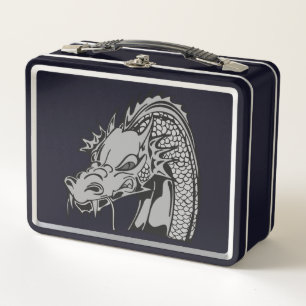 Grey & Black Dragon  Metal Lunch Box