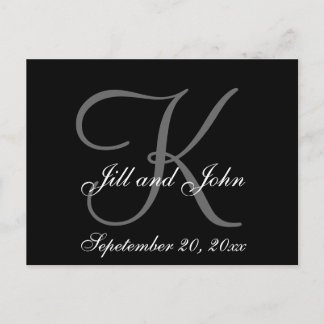 Grey, Black, First Names, Monogram Save the Date Announcement Postcard