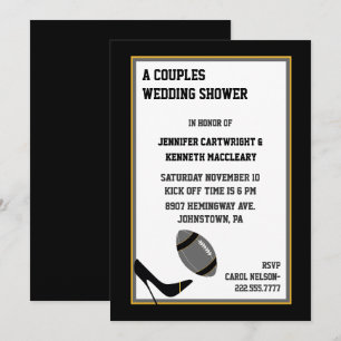 Grey & Black Football Wedding Shower Invitation