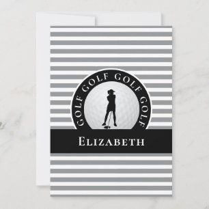 Grey Black For Her Personalised Golfer Thank You Card