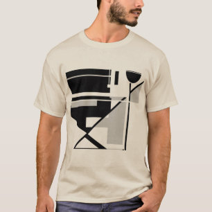 Grey Black Geometric MCM-inspired Abstract Art T-Shirt