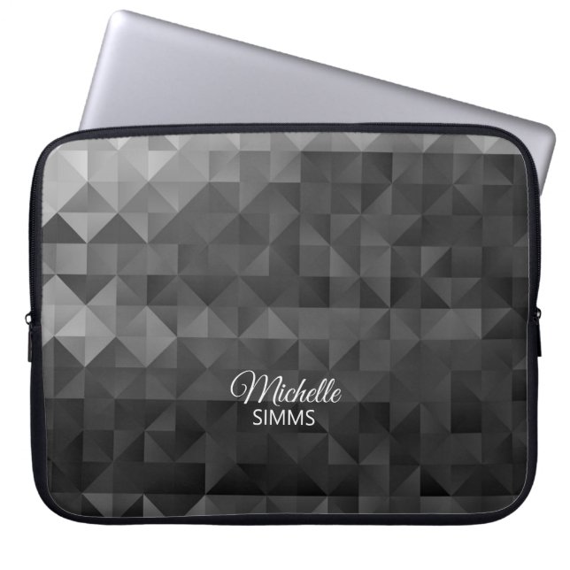 Grey-Black Geometric Pattern and Customisation Laptop Sleeve (Front)