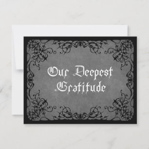 Grey Black Gothic Wedding Thank You Card