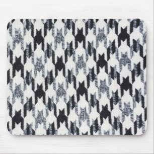 Grey & Black Houndstooth Modern Fabric Texture Mouse Mat