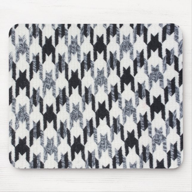 Grey & Black Houndstooth Modern Fabric Texture Mouse Mat (Front)