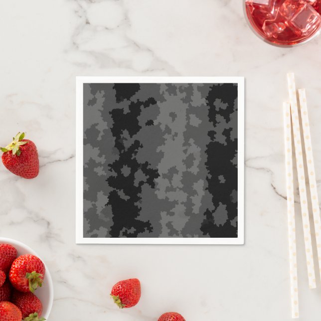 Grey Black Irregular Abstract Pattern Design  Napkin (Insitu)