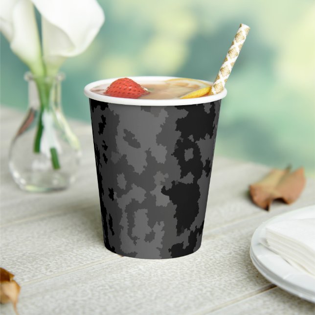 Grey Black Irregular Abstract Pattern Design  Paper Cups (Insitu)