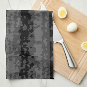 Grey Black Irregular Abstract Pattern Design Tea Towel