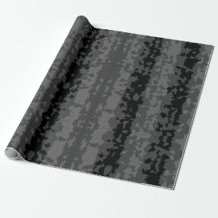 Grey Black Irregular Abstract Pattern Design Wrapping Paper