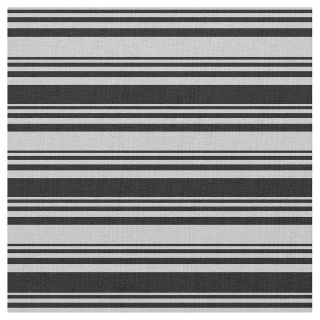 Grey & Black Lines Pattern Fabric (Close Up)