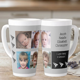 Grey black love being a Grandad with photos Latte Mug