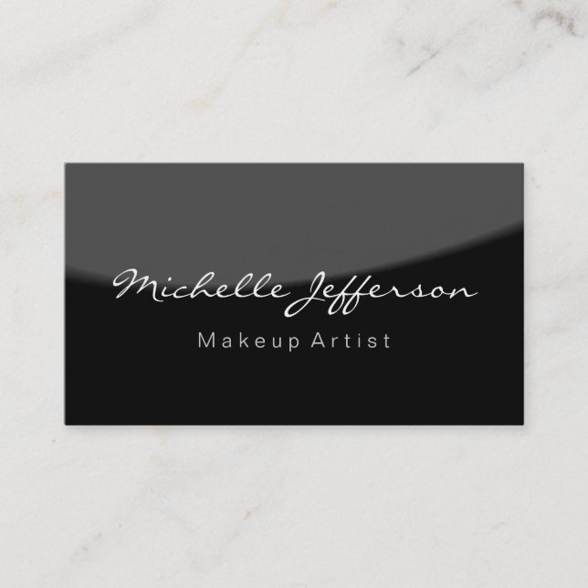 Grey Black Make up Artist Script Business Card (Front)
