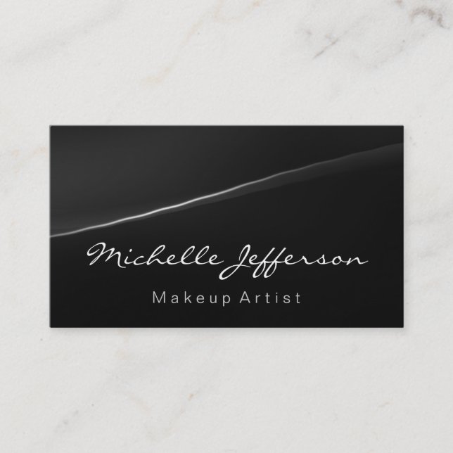 Grey Black Makeup Artist Script Business Card (Front)