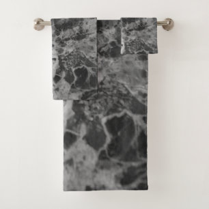Grey Black Marble Delicado #1 #wall #decor #art Bath Towel Set