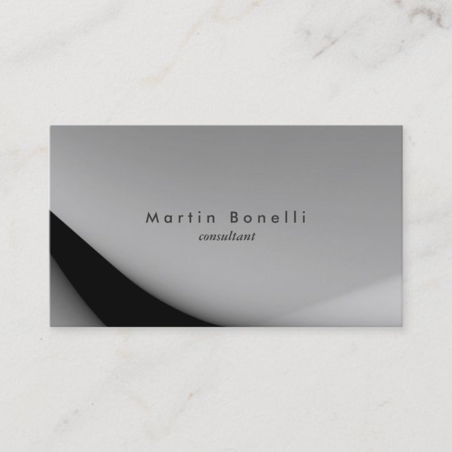 Grey Black Modern Minimalist Plain Simple Business Card (Front)