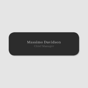 Grey Black Modern Minimalist Simple Serif Font Name Tag