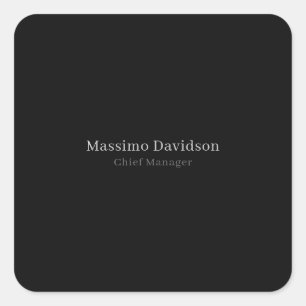 Grey Black Modern Minimalist Simple Serif Font Square Sticker