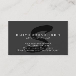 Grey Black Monogram Attorney at Law Business Card