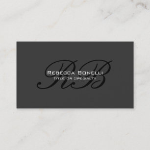 Grey Black Monogram Business Card