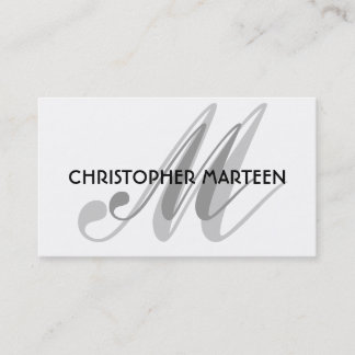 Grey Black Monogram business cards