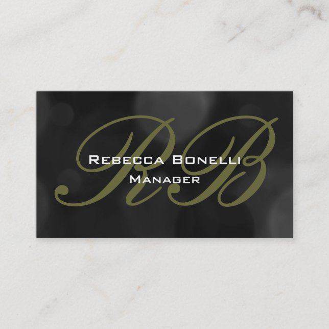 Grey Black Monogram Manager Business Card (Front)