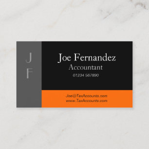 Grey Black & Orange Professional Business Card