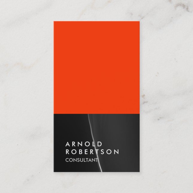 Grey Black Orange Trendy Consultant Business Card (Front)