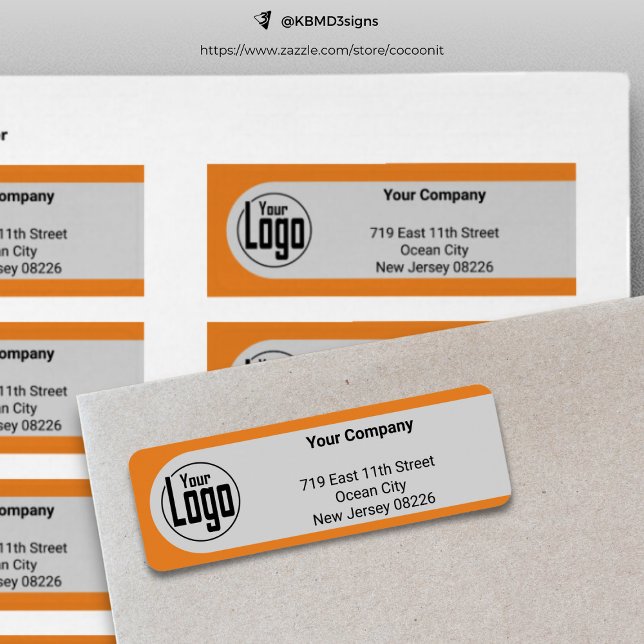 Grey Black Orange Your Logo Company Return Address (Gray Black Orange Your Logo Company Return Address Label)