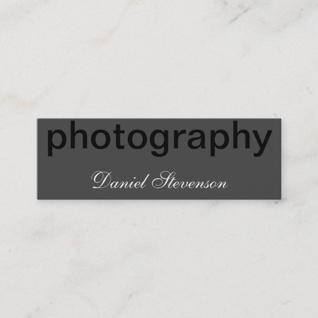 Grey Black Out Skinny Photography Business Card (Front)