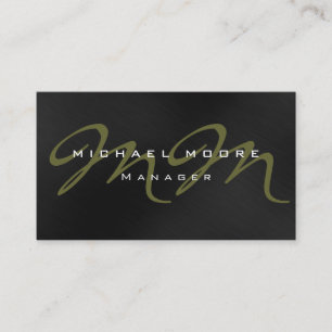 Grey Black Pattern Brown Monogram Business Card