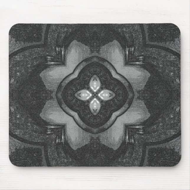 Grey Black Pencil Floral Pattern Mouse Mat (Front)