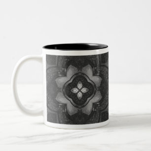 Grey Black Pencil Floral Pattern Two-Tone Coffee Mug