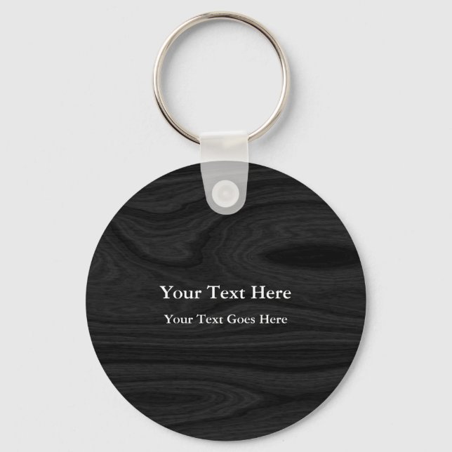 Grey Black Plain Elegant Modern ADD TEXT Key Ring (Front)