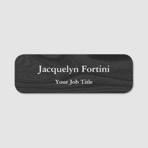 Grey Black Plain Elegant Modern Minimalist Name Tag