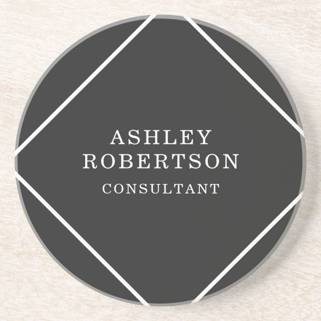 Grey Black Professional Stylish Trendy Minimalist Coaster (Front)
