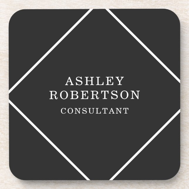 Grey Black Professional Stylish Trendy Minimalist Coaster (Front)