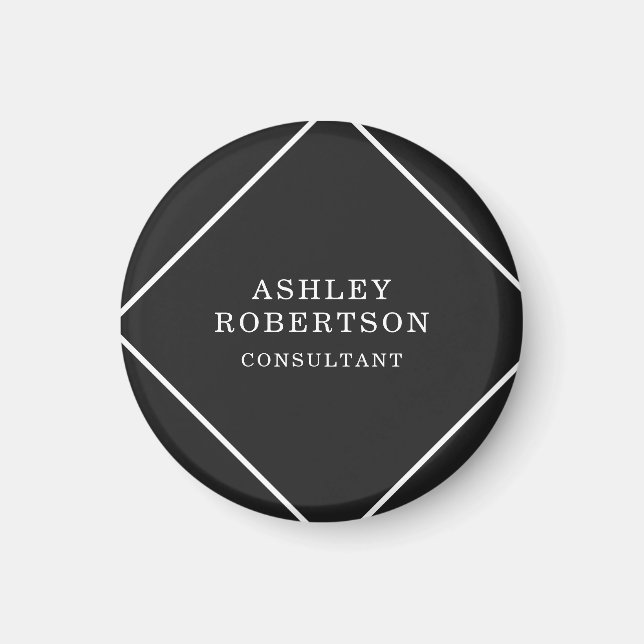 Grey Black Professional Stylish Trendy Minimalist Magnet (Front)