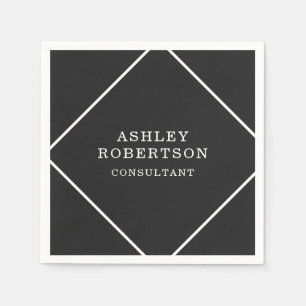 Grey Black Professional Stylish Trendy Minimalist Napkin