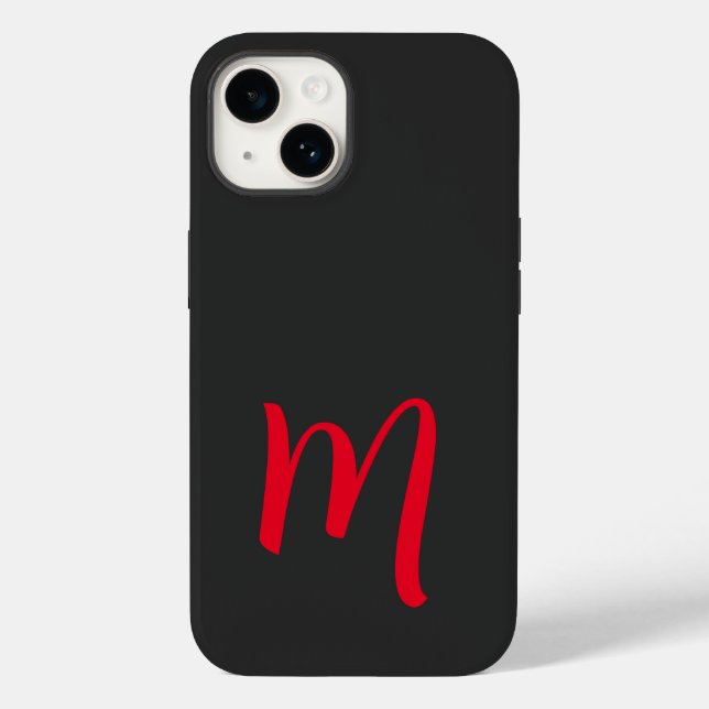 Grey Black Red Monogrammed Classical Handwriting Case-Mate iPhone Case (Back)