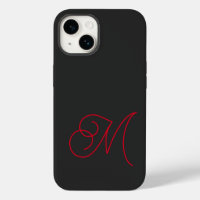 Grey Black Red Monogrammed Classical Script