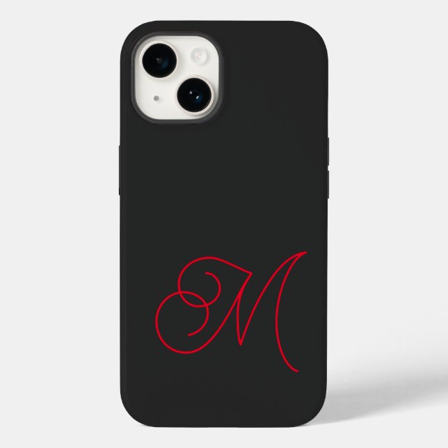 Grey Black Red Monogrammed Classical Script Case-Mate iPhone Case (Back)
